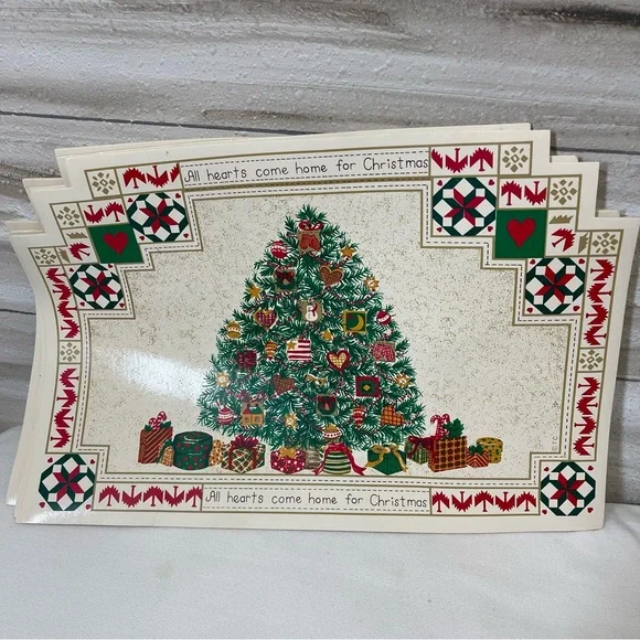 Vintage Christmas Vinyl Placemats Christmas Tree Town & Country Living Set of 4 - Picture 7 of 9